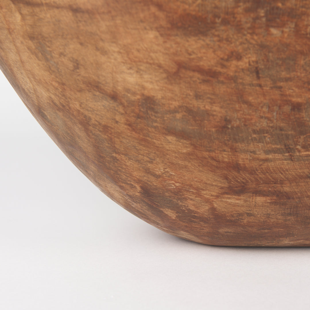 Athena Extra Large Oblong Medium Brown Reclaimed Wood Bowl Decor Mercana