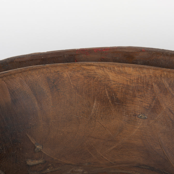 Nikita Set of 2 Large Medium Brown Reclaimed Wood Bowls Decor Mercana