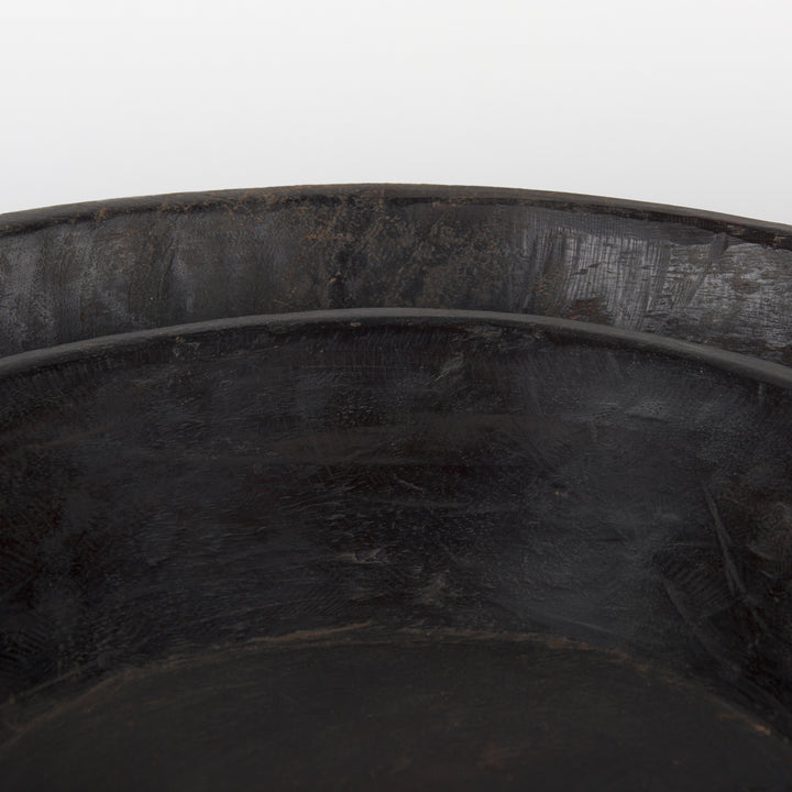 Nikita Set of 2 Large Black-Brown Reclaimed Wood Bowls Decor Mercana