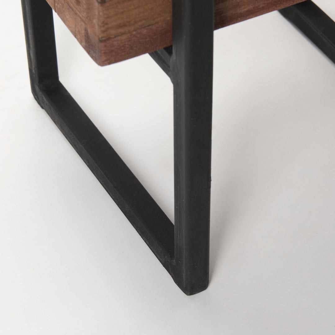 Jadine Set of 2 Medium Brown Wood w/ Black Metal Rectangle Frames Decor Mercana