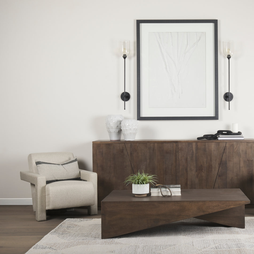 West Medium Brown Wooden Angled Coffee Table Living Room Mercana