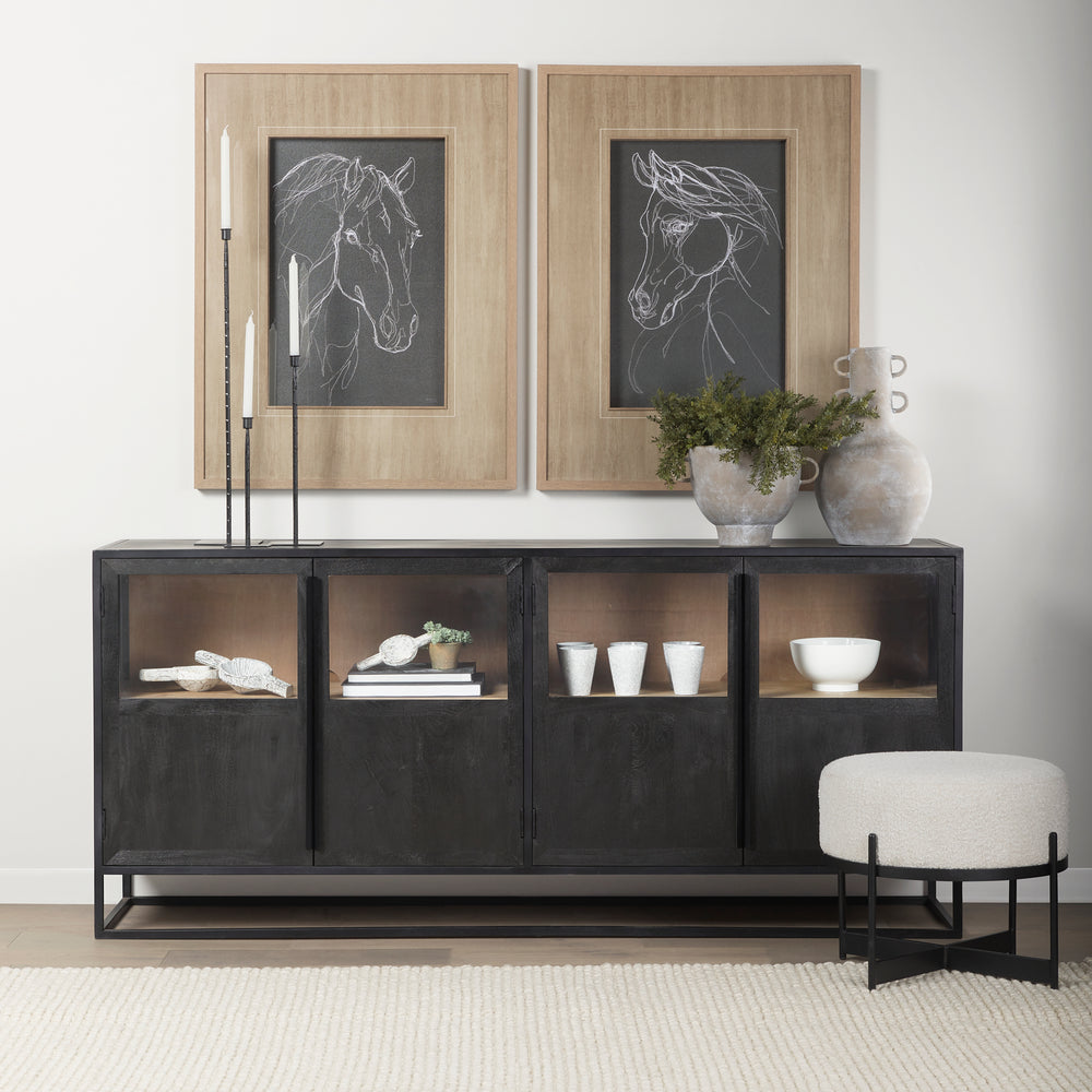 Sloan Black Wood W/Black Metal Frame Sideboard Bedroom Mercana