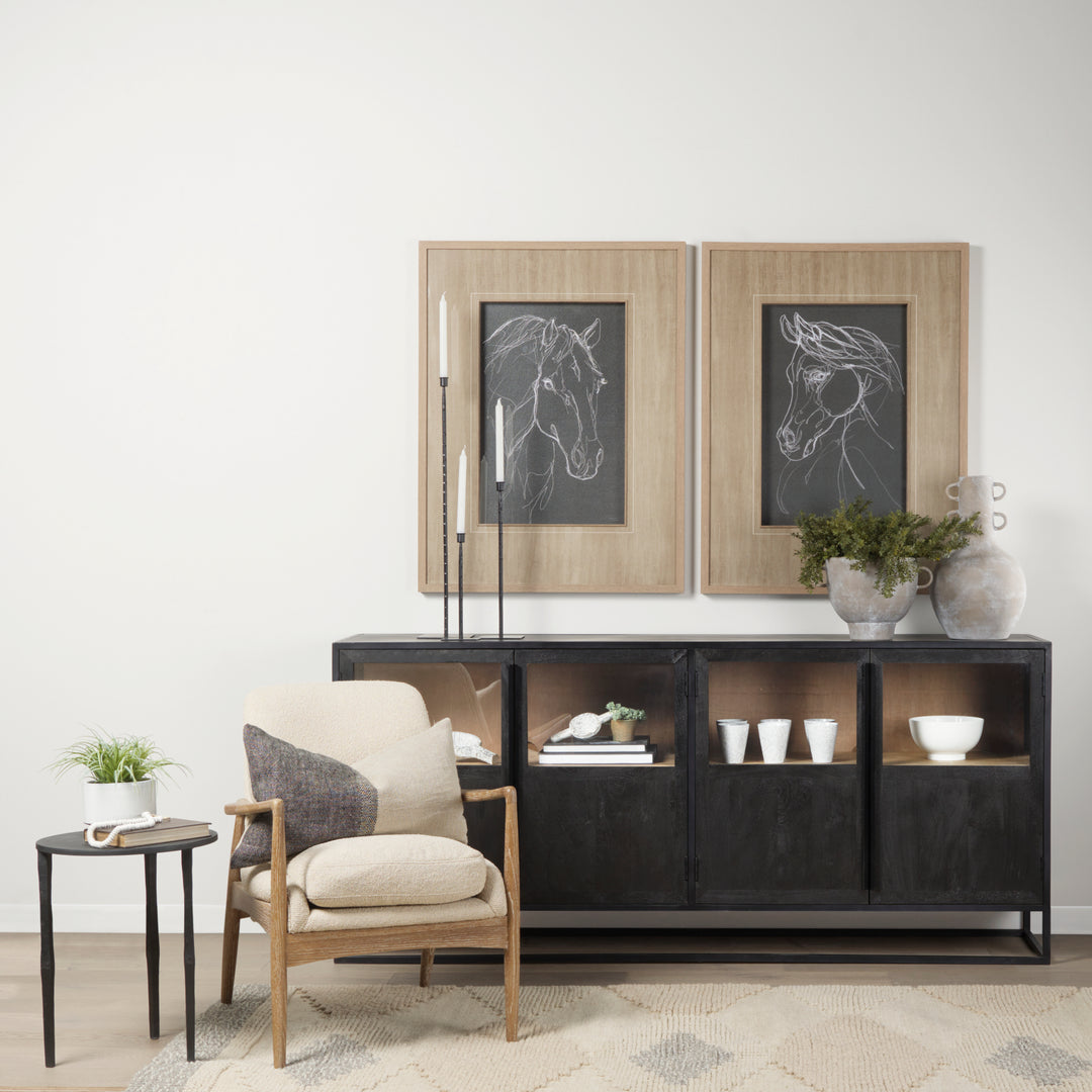 Sloan Black Wood W/Black Metal Frame Sideboard Bedroom Mercana