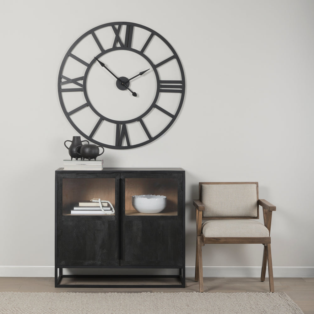 Sloan Black Wood W/Black Metal Frame Accent Cabinet Decor Mercana
