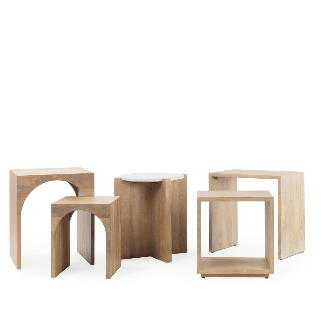 Bianca Wood and Marble Accent Table Dining Room Mercana