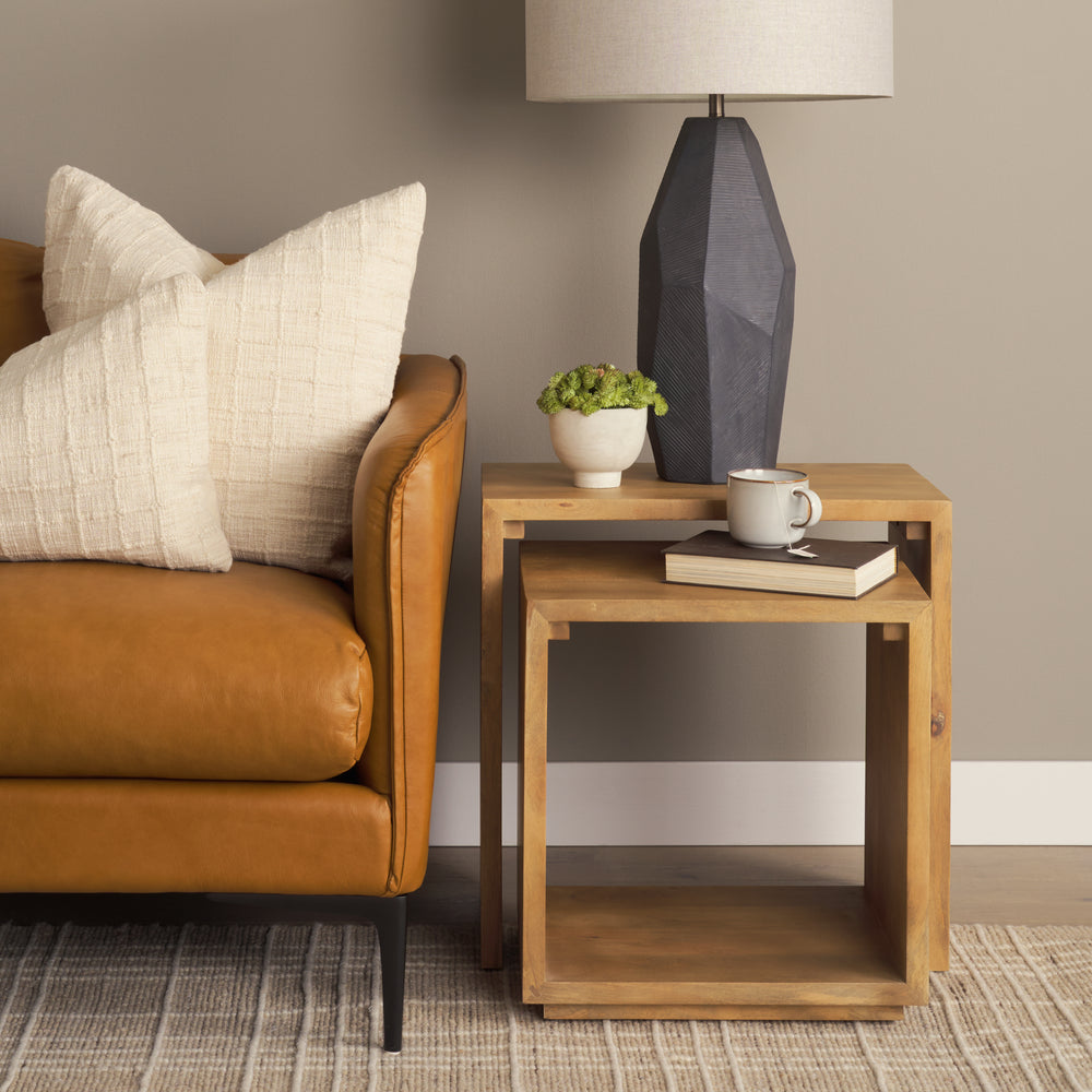 Alanna Set of 2 Brown Wood Nesting Accent Tables Dining Room Mercana