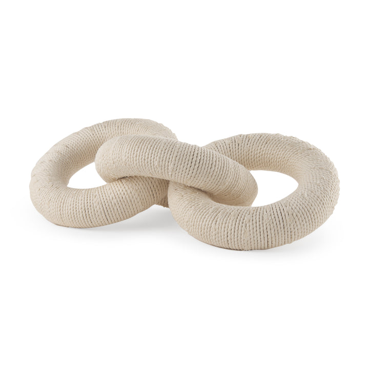 Alize Cotton Rope Wrapped Solid Wood Circular Chain Link Decorative Object Decor Mercana