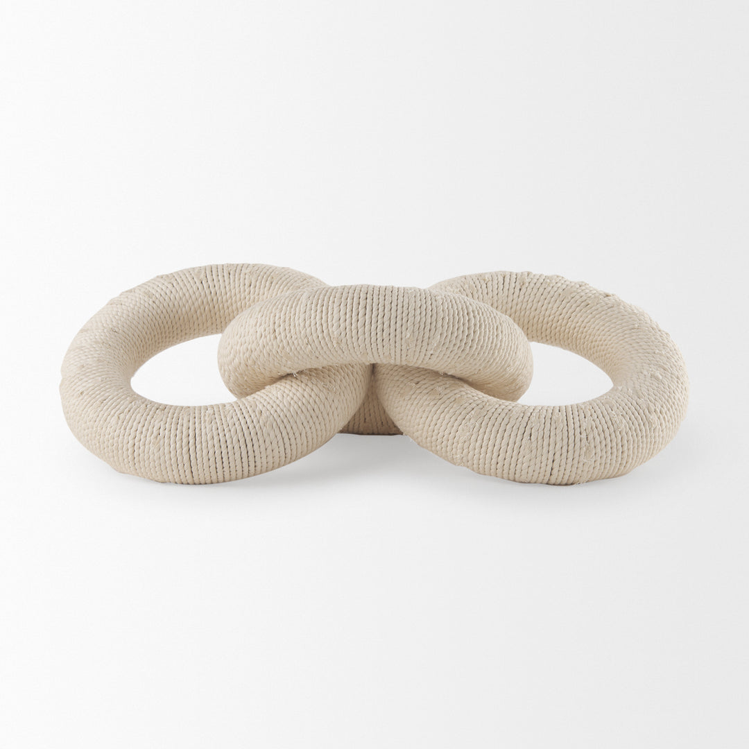 Alize Cotton Rope Wrapped Solid Wood Circular Chain Link Decorative Object Decor Mercana