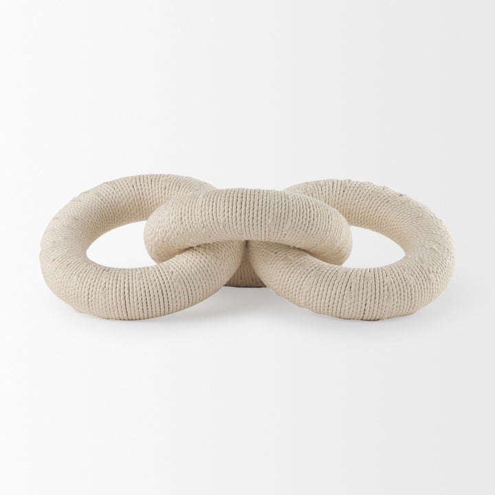 Alize Cotton Rope Wrapped Solid Wood Circular Chain Link Decorative Object Decor Mercana