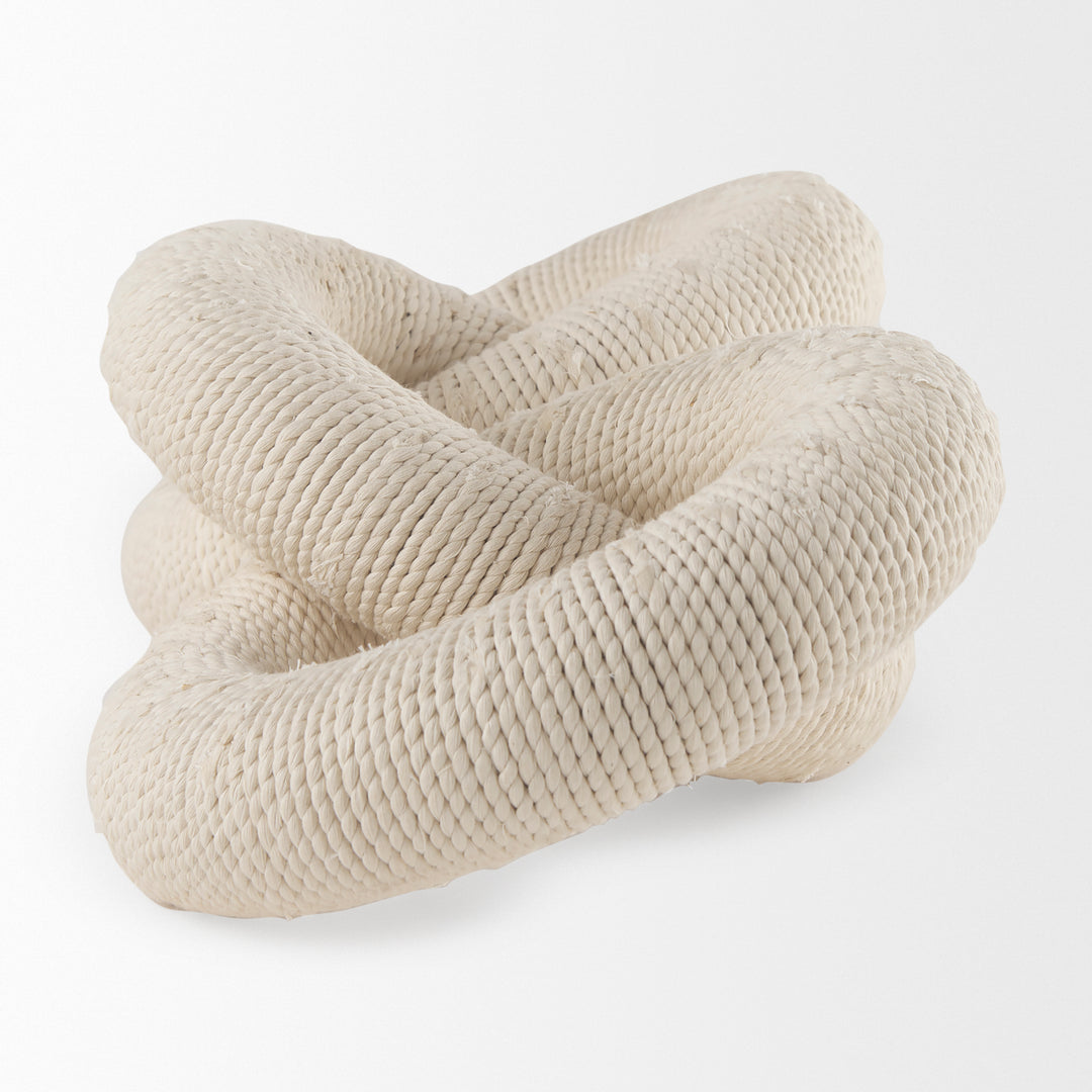 Alize Cotton Rope Wrapped Solid Wood Circular Chain Link Decorative Object Decor Mercana