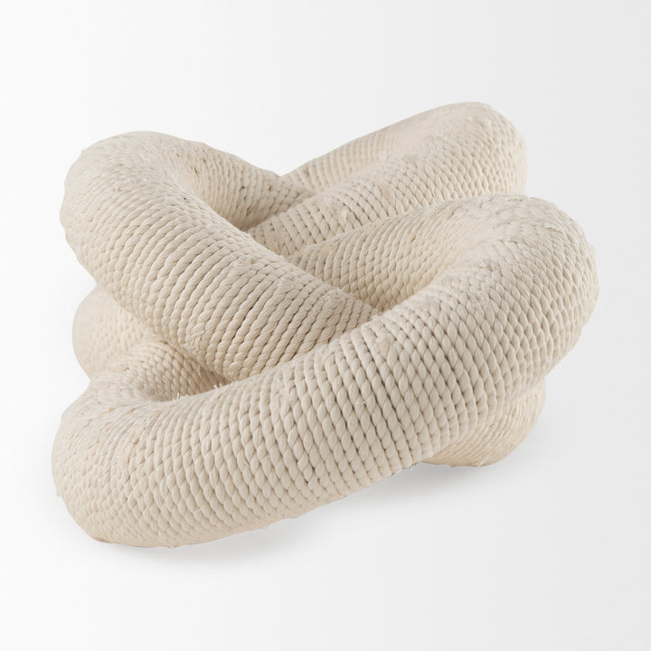 Alize Cotton Rope Wrapped Solid Wood Circular Chain Link Decorative Object Decor Mercana