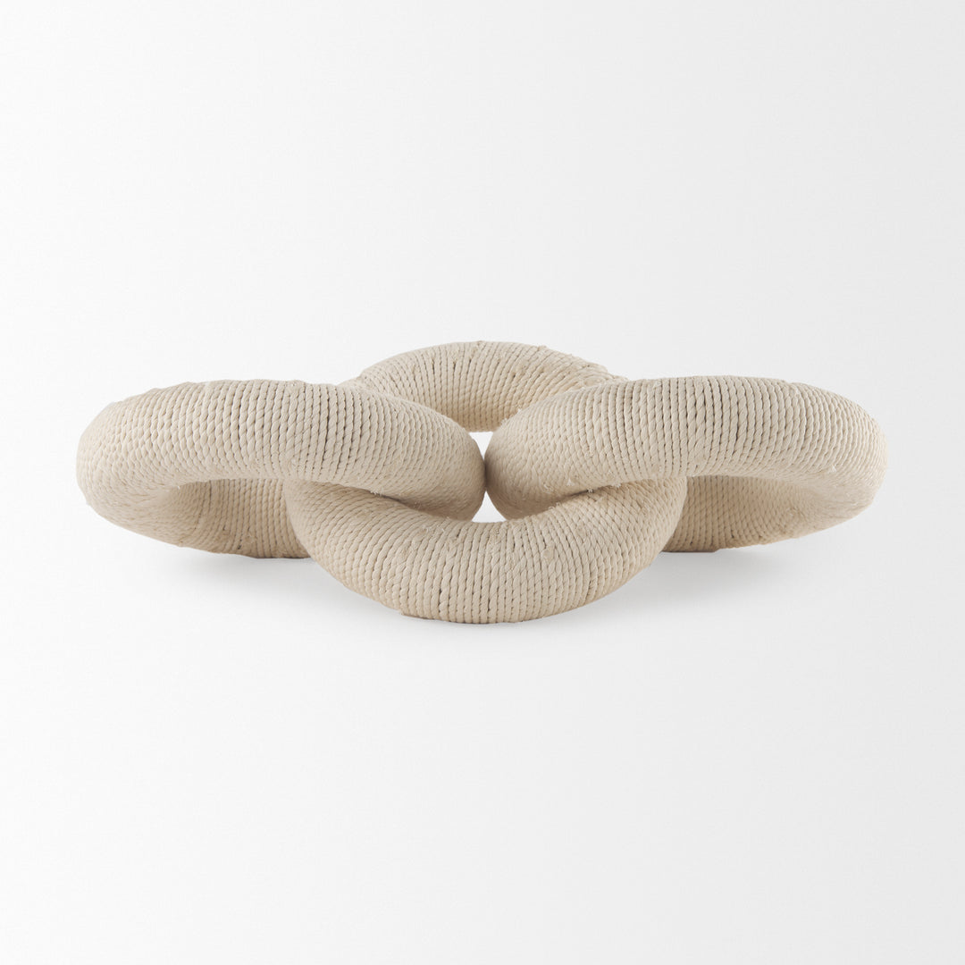 Alize Cotton Rope Wrapped Solid Wood Circular Chain Link Decorative Object Decor Mercana