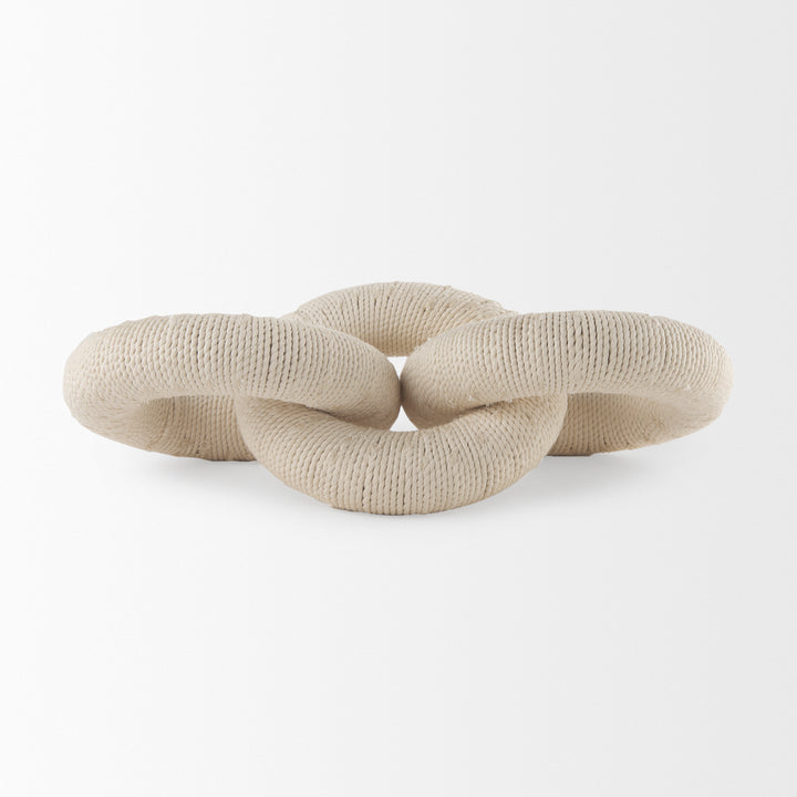 Alize Cotton Rope Wrapped Solid Wood Circular Chain Link Decorative Object Decor Mercana