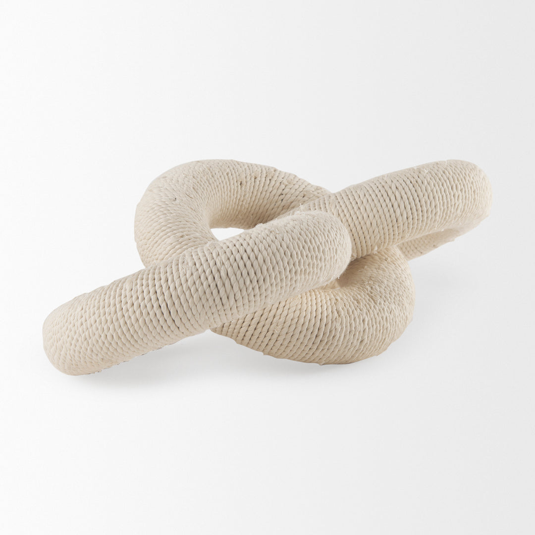 Alize Cotton Rope Wrapped Solid Wood Circular Chain Link Decorative Object Decor Mercana