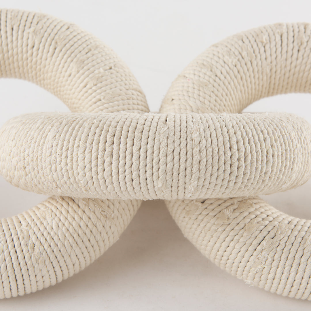 Alize Cotton Rope Wrapped Solid Wood Circular Chain Link Decorative Object Decor Mercana