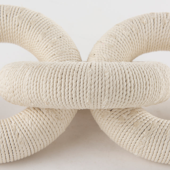 Alize Cotton Rope Wrapped Solid Wood Circular Chain Link Decorative Object Decor Mercana