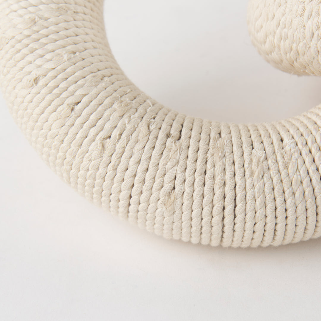 Alize Cotton Rope Wrapped Solid Wood Circular Chain Link Decorative Object Decor Mercana