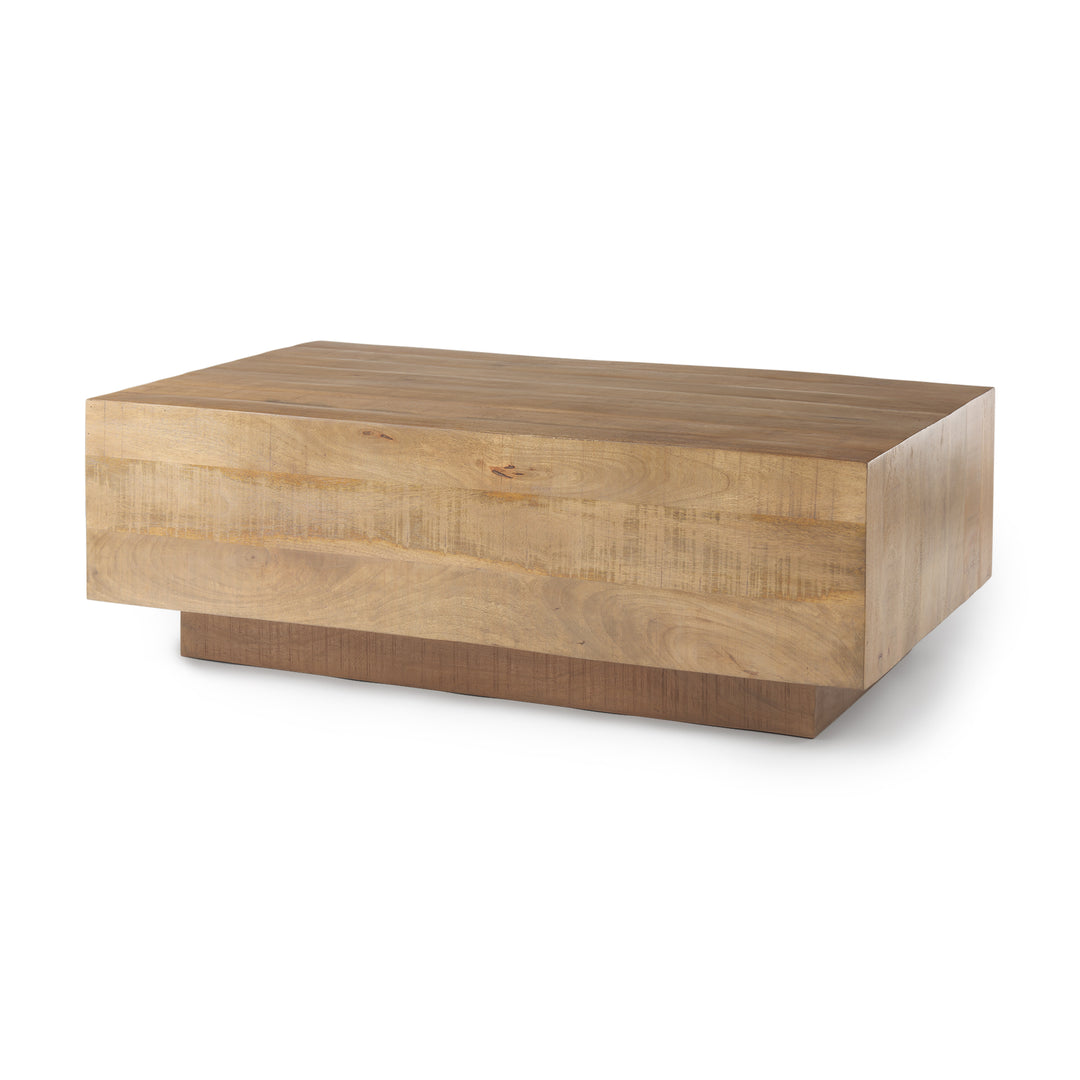 Hayden Light Brown Wood Rectangular Coffee Table Living Room Mercana