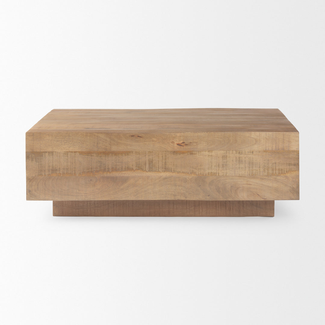 Hayden Light Brown Wood Rectangular Coffee Table Living Room Mercana