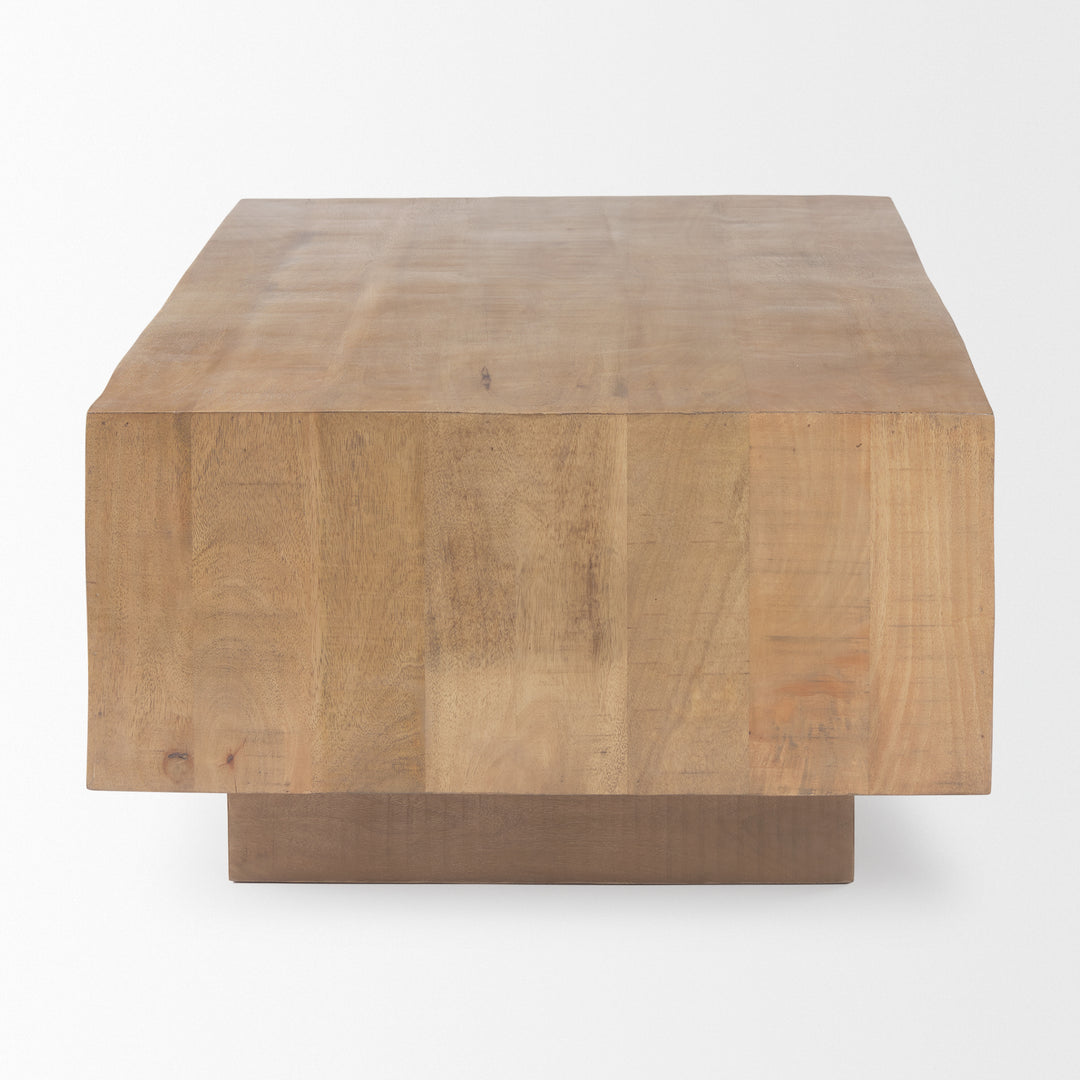 Hayden Light Brown Wood Rectangular Coffee Table Living Room Mercana