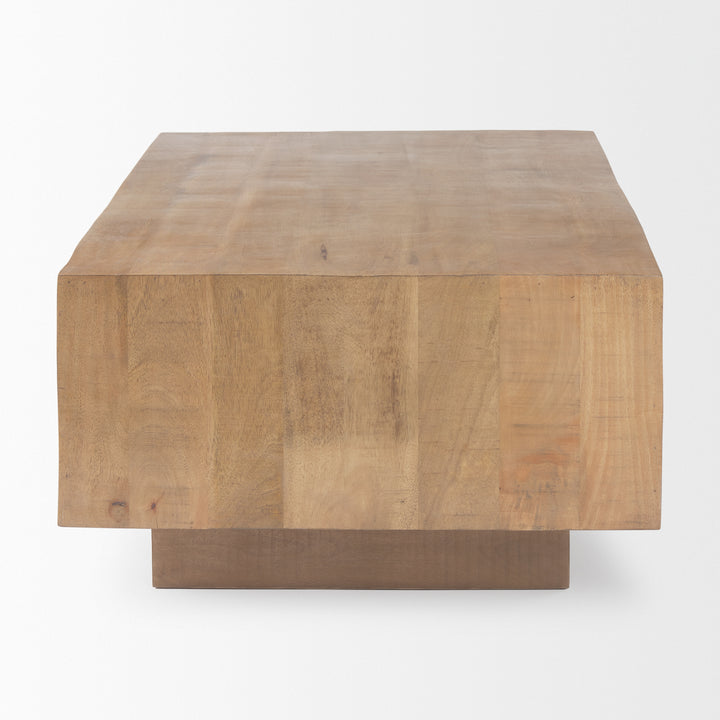 Hayden Light Brown Wood Rectangular Coffee Table Living Room Mercana