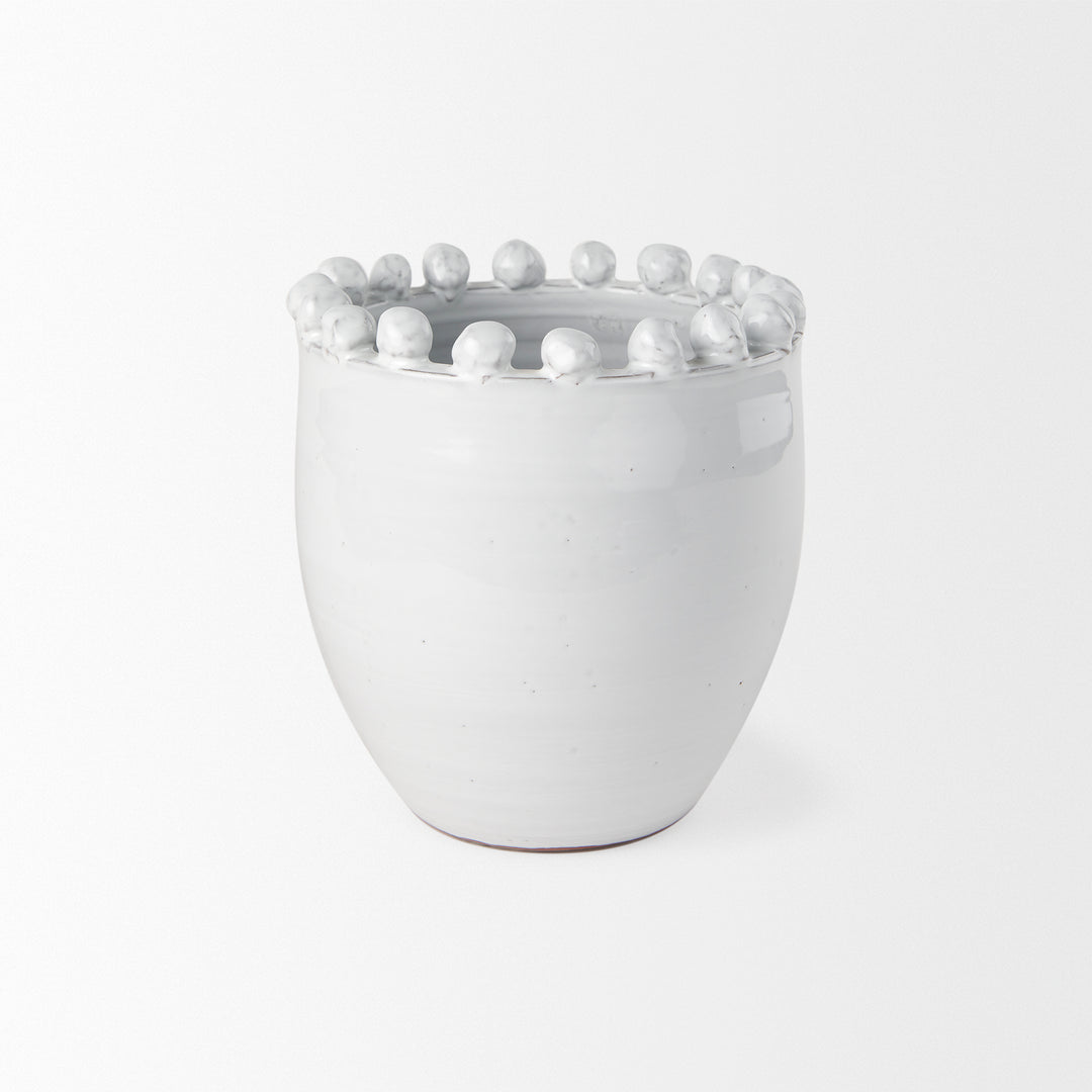Basin Small Off-White Glazed Vase Decor Mercana