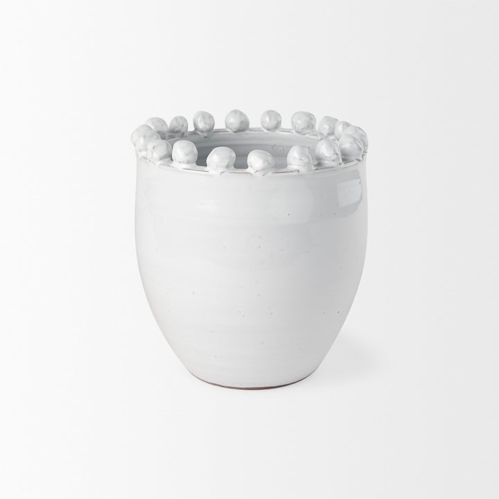 Basin Small Off-White Glazed Vase Decor Mercana