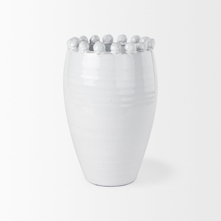 Basin Medium Off-White Glazed Vase Decor Mercana