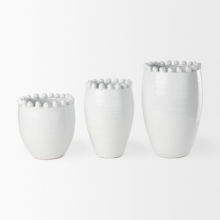 Basin Medium Off-White Glazed Vase Decor Mercana