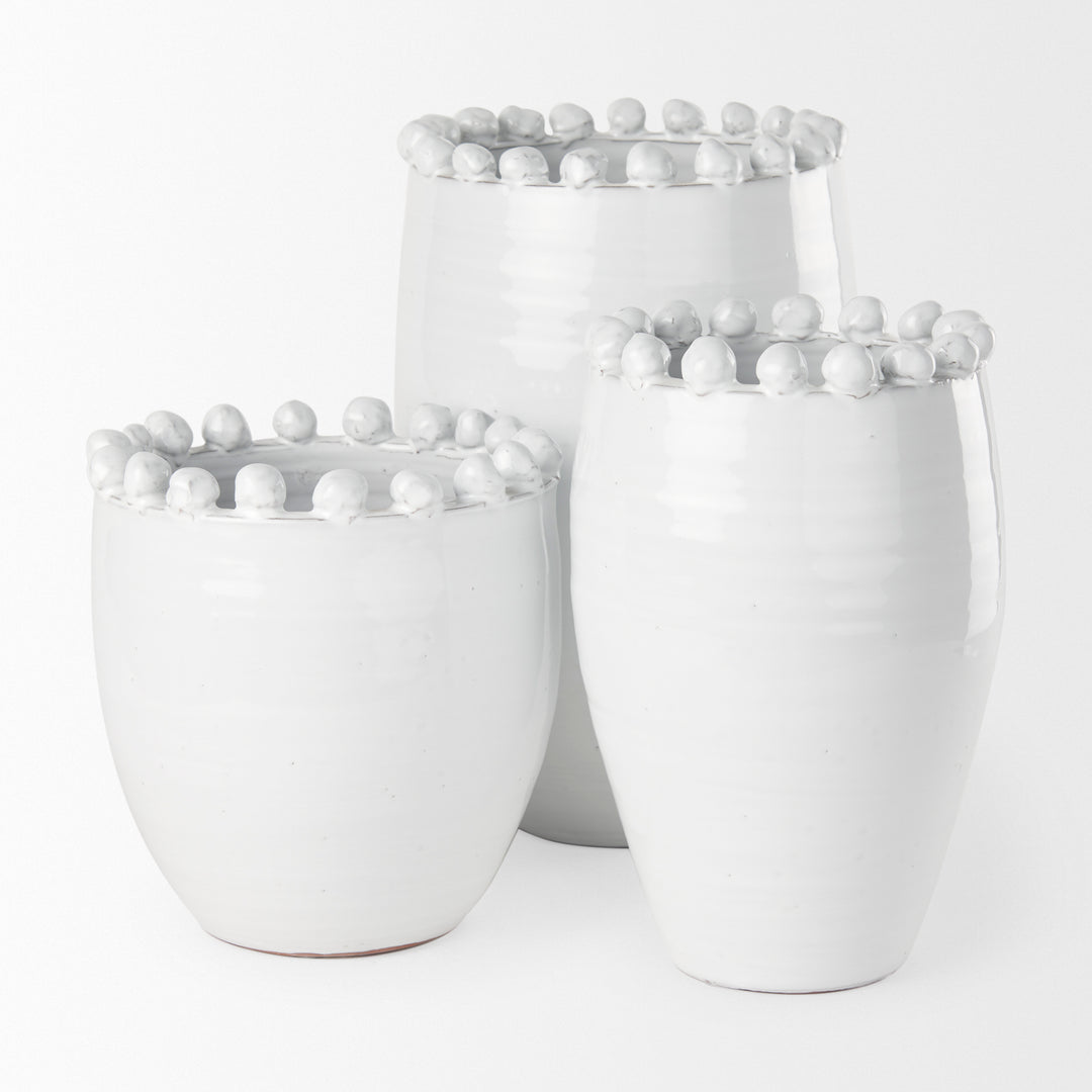 Basin Medium Off-White Glazed Vase Decor Mercana