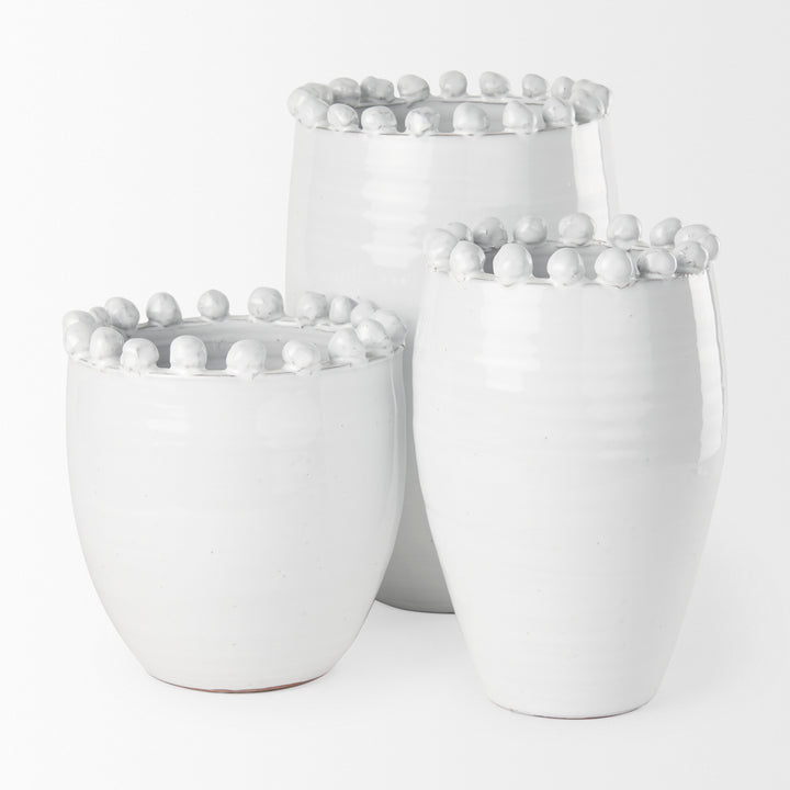 Basin Medium Off-White Glazed Vase Decor Mercana