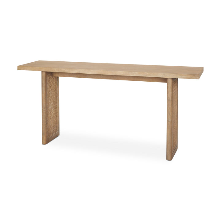 Grier 65" Light Brown Solid Wood w/ Cane Console Table Dining Room Mercana