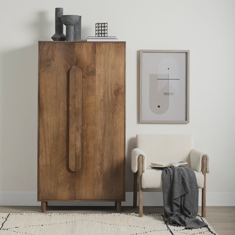 Astrid Medium Brown Solid Wood Armoire Bedroom Mercana