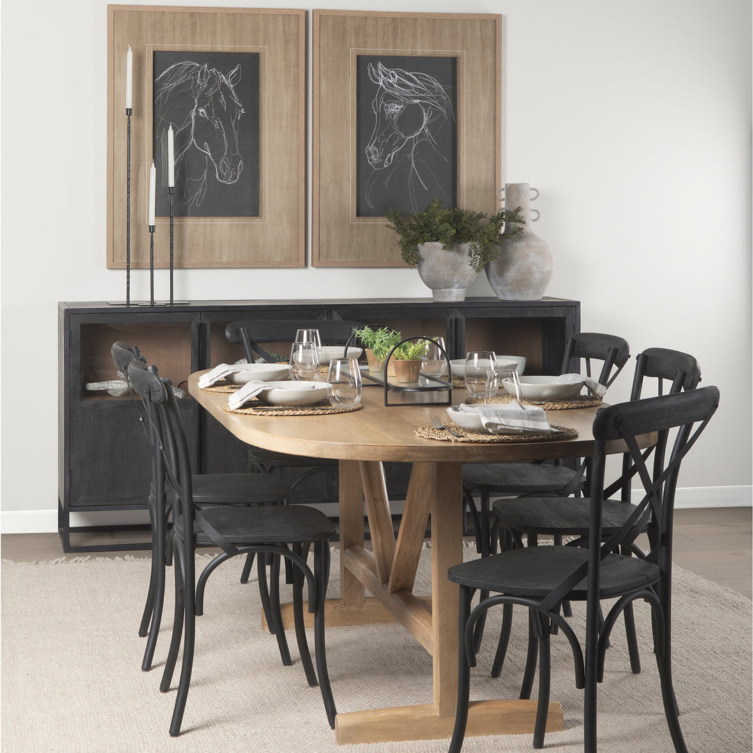 Viktor 94"L Light Brown Solid Wood Dining Table Dining Room Mercana