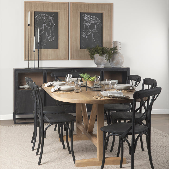 Viktor 94"L Light Brown Solid Wood Dining Table Dining Room Mercana