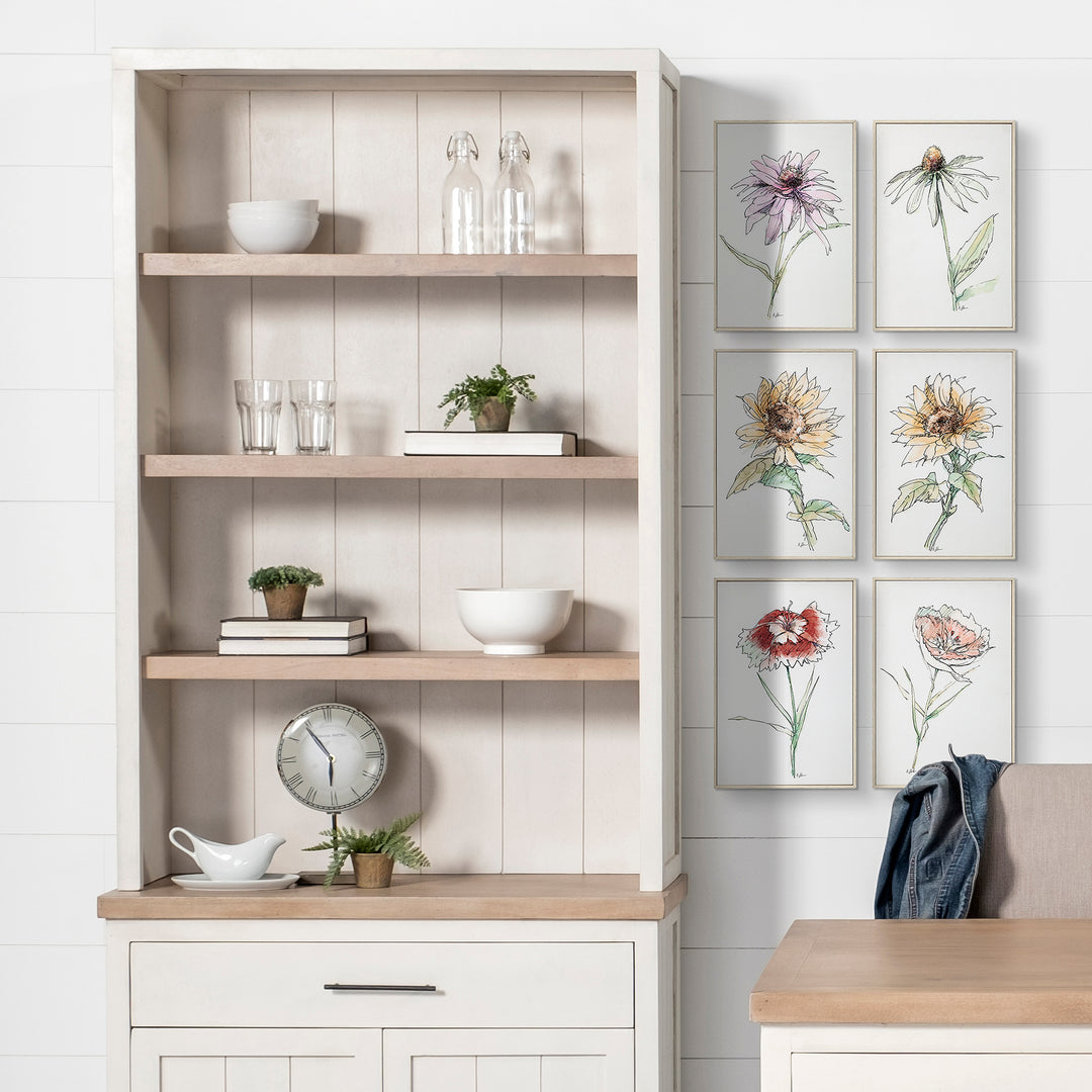 Fairview I White and Medium Brown Wood Three Shelf Shelving Unit Living Room Mercana
