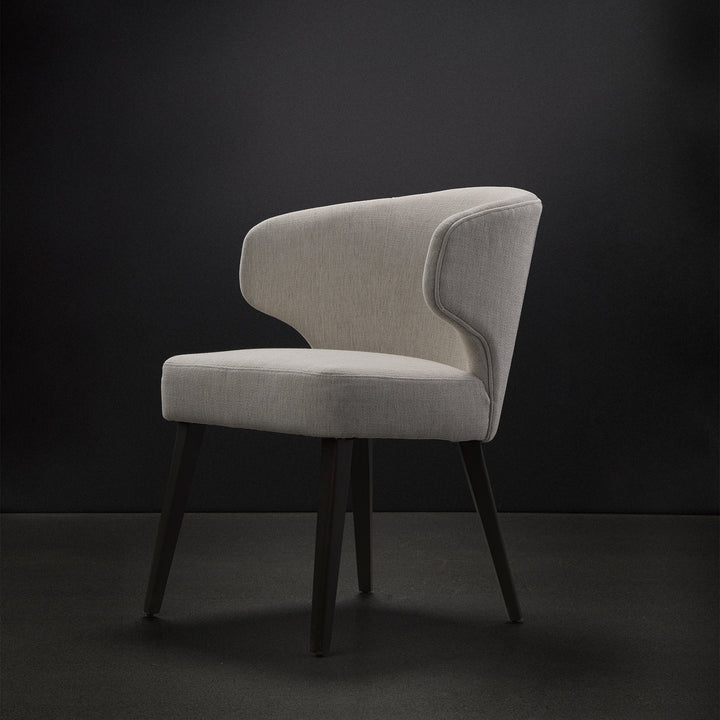 Niles Cream Fabric Seat W/ Dark Brown Wooden Legs Wingback Dining Chair Dining Room Mercana