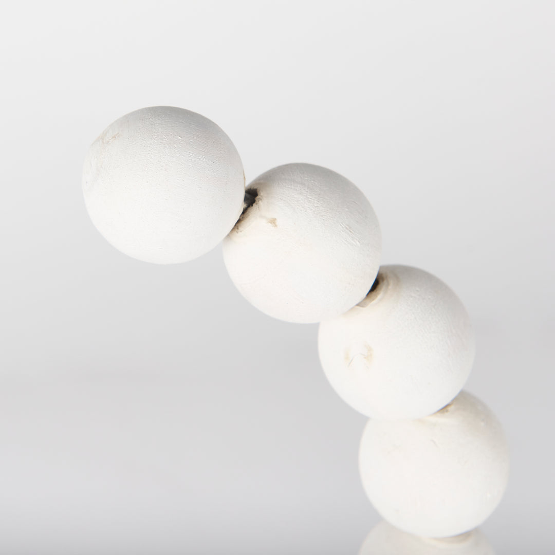 Pontchartrain I (Small) 9L x 5W White Beaded Broken Sphere Decorative Object W/ Gold Base Decor Mercana