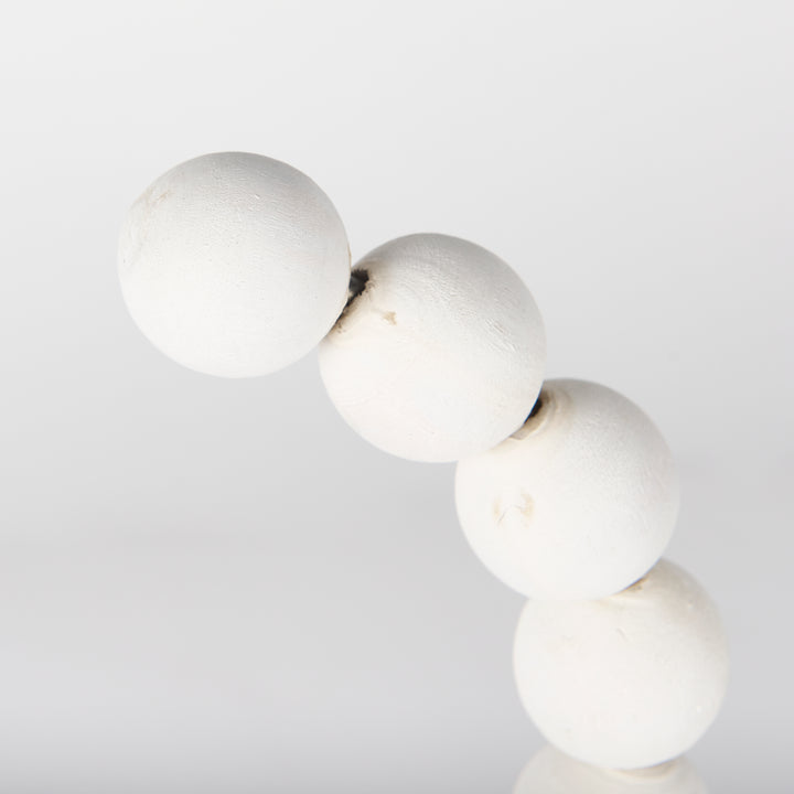 Pontchartrain I (Small) 9L x 5W White Beaded Broken Sphere Decorative Object W/ Gold Base Decor Mercana