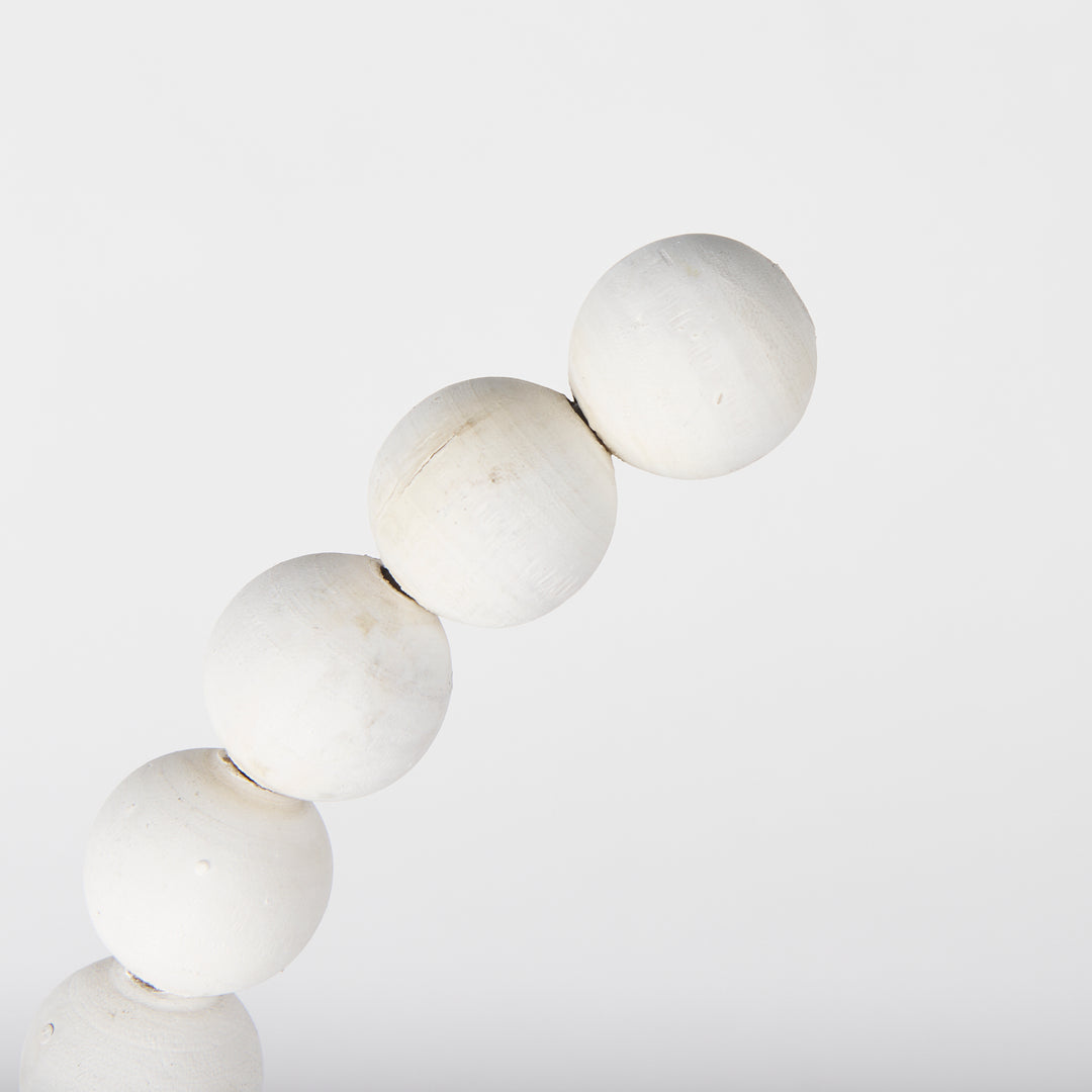Pontchartrain II (Large) 11L x 6W White Beaded Broken Sphere Decorative Object W/ Gold Base Decor Mercana