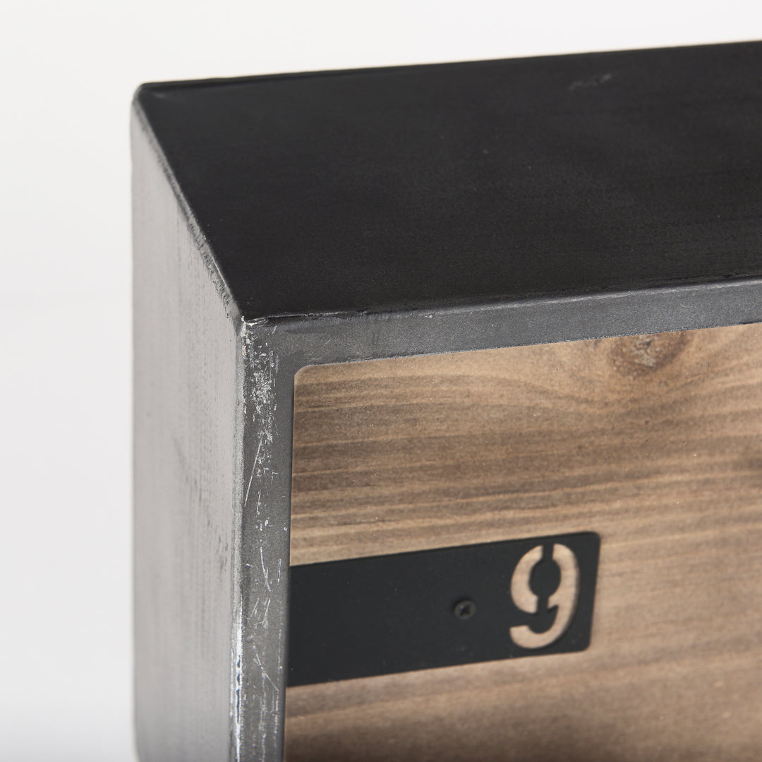 Harvey Black Metal and Wood Rectangular Table Clock Decor Mercana