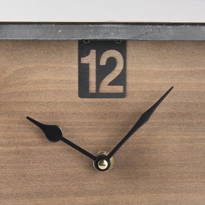 Harvey Black Metal and Wood Rectangular Table Clock Decor Mercana