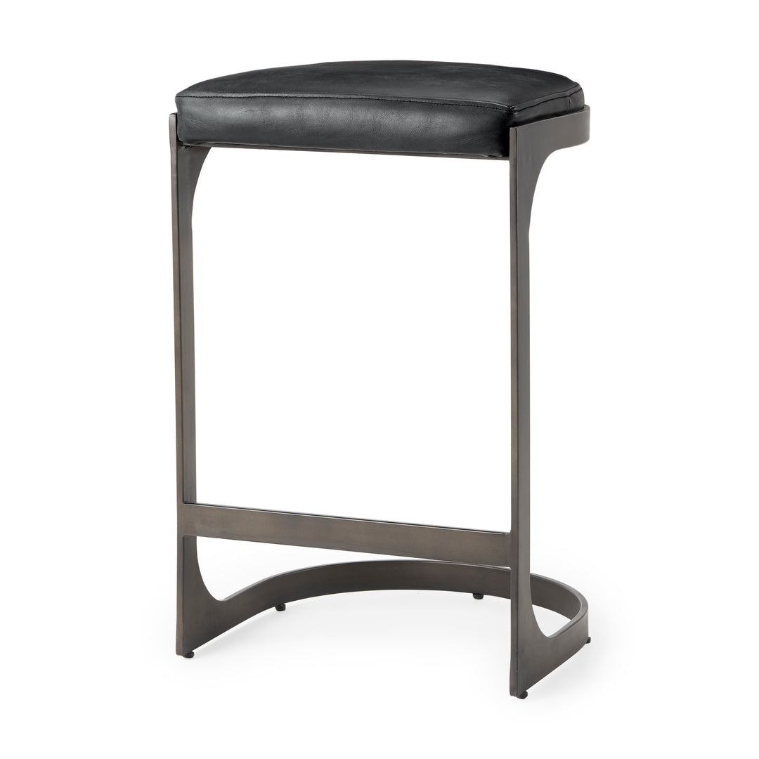 Tyson Black Leather W/ Metal Frame Counter Stool Dining Room Mercana