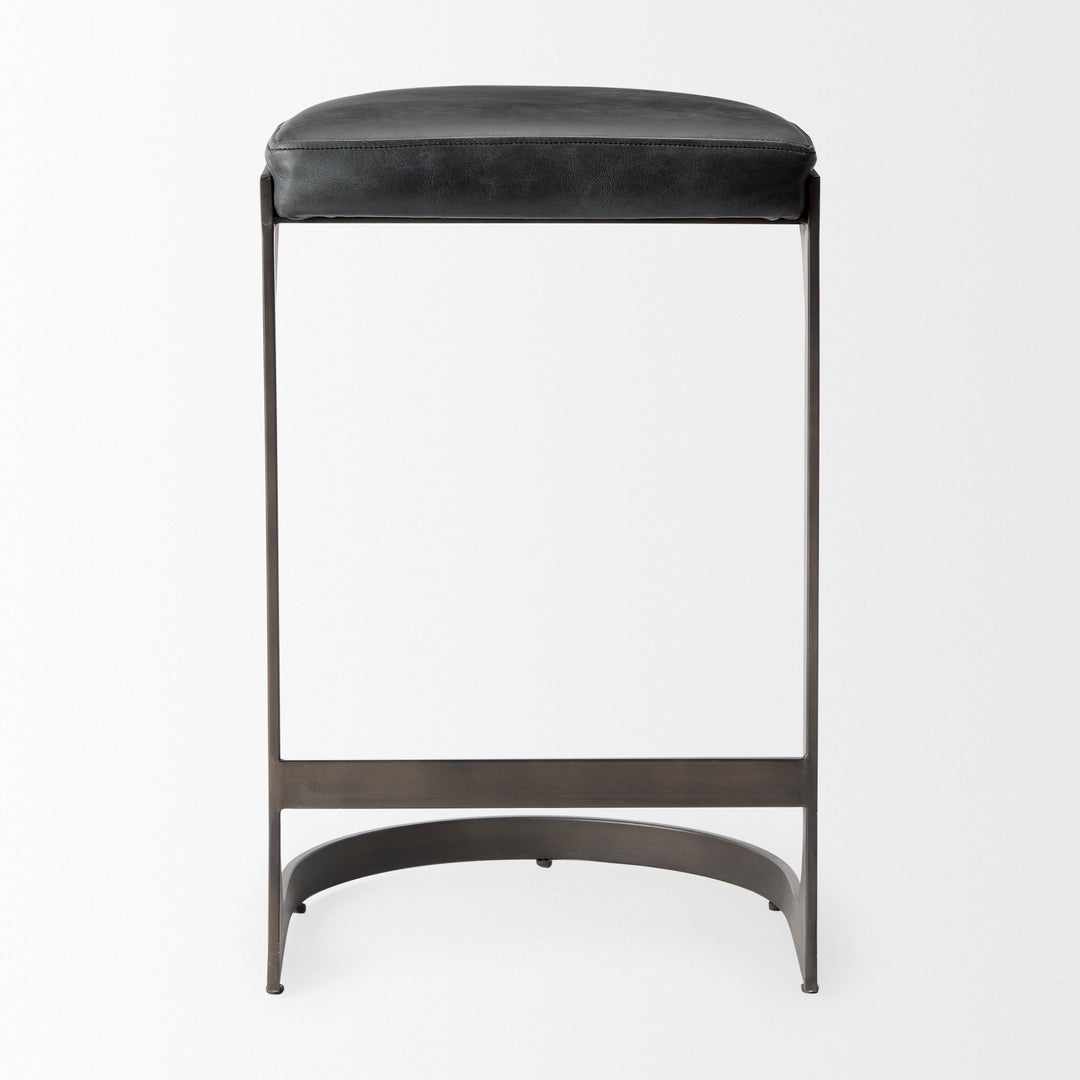 Tyson Black Leather W/ Metal Frame Counter Stool Dining Room Mercana