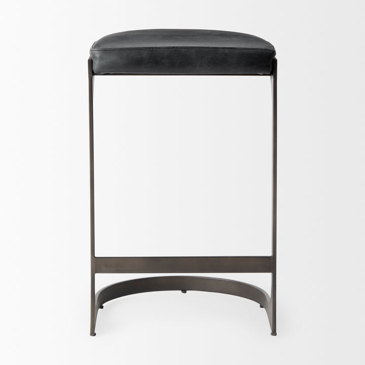 Tyson Black Leather W/ Metal Frame Counter Stool Dining Room Mercana