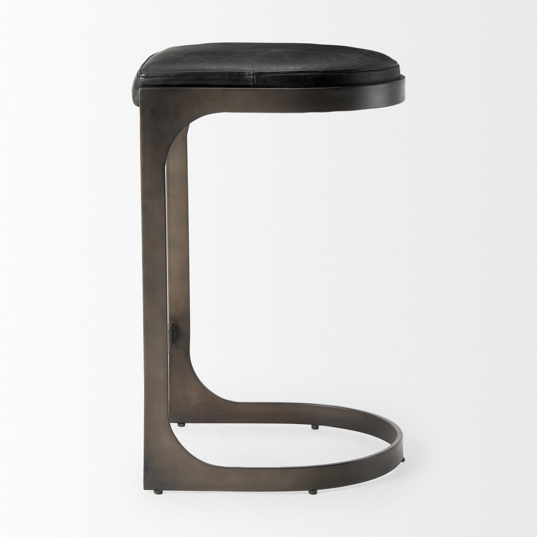Tyson Black Leather W/ Metal Frame Counter Stool Dining Room Mercana