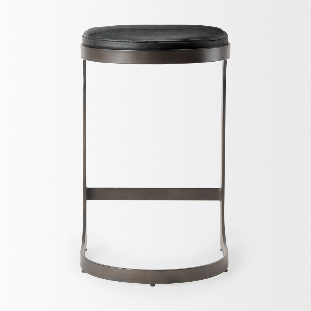 Tyson Black Leather W/ Metal Frame Counter Stool Dining Room Mercana