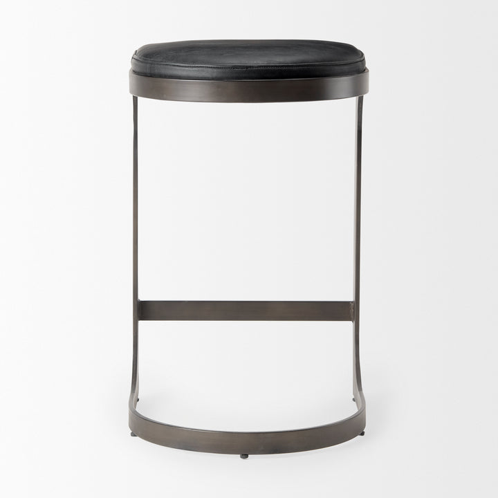 Tyson Black Leather W/ Metal Frame Counter Stool Dining Room Mercana