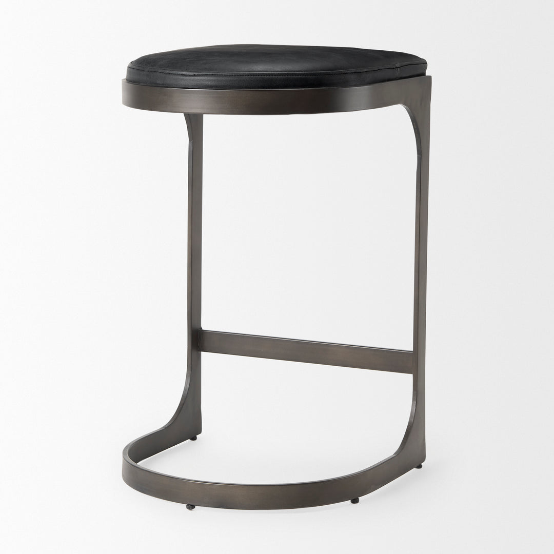 Tyson Black Leather W/ Metal Frame Counter Stool Dining Room Mercana