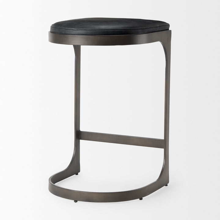 Tyson Black Leather W/ Metal Frame Counter Stool Dining Room Mercana